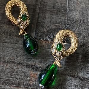 NEW Emerald Snake Statement Earrings